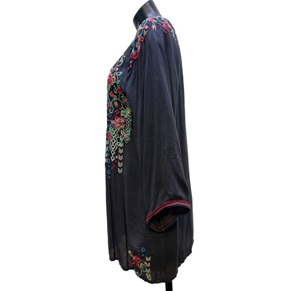 Johnny Was Embroidered Blouse Gray Multicolor L - Picture 4 of 6